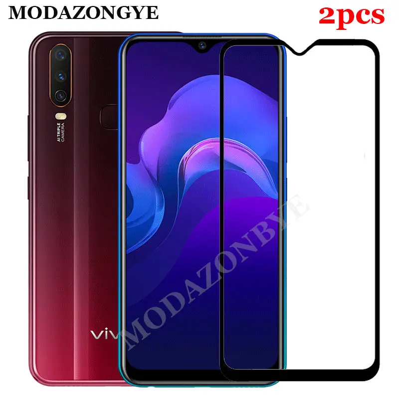 2 шт. закаленное стекло для VIVO Y15 Защита экрана Y12 Y17 1902 Y 15 12 17 VIVOY15 2019 полное
