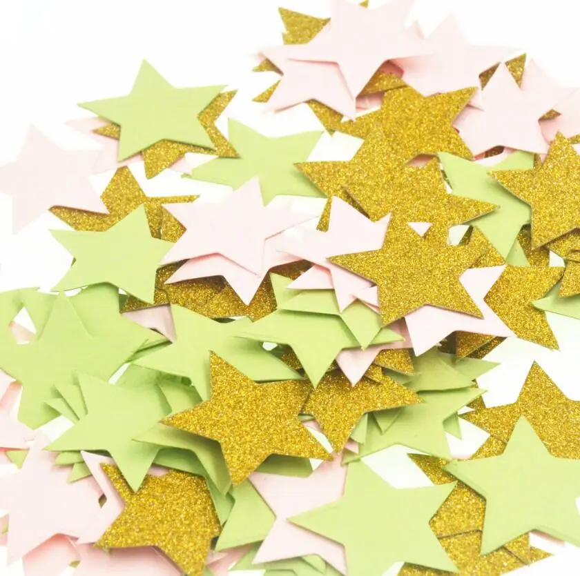 

500 шт. 3 см Золотая/зеленая/Розовая бумага со звездами для свадьбы свадебной вечеринки конфетти украшение стола для будущей мамы распыление