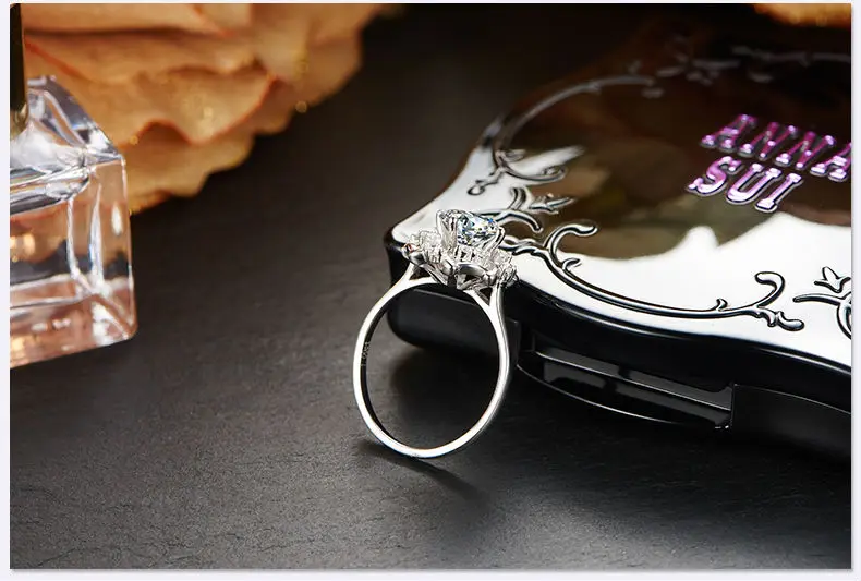 Ювелирные кольца с муассанитом для женщин 1.00ct карат 18 к белое золото цветок лилии дизайн обручальное кольцо подарок девушка