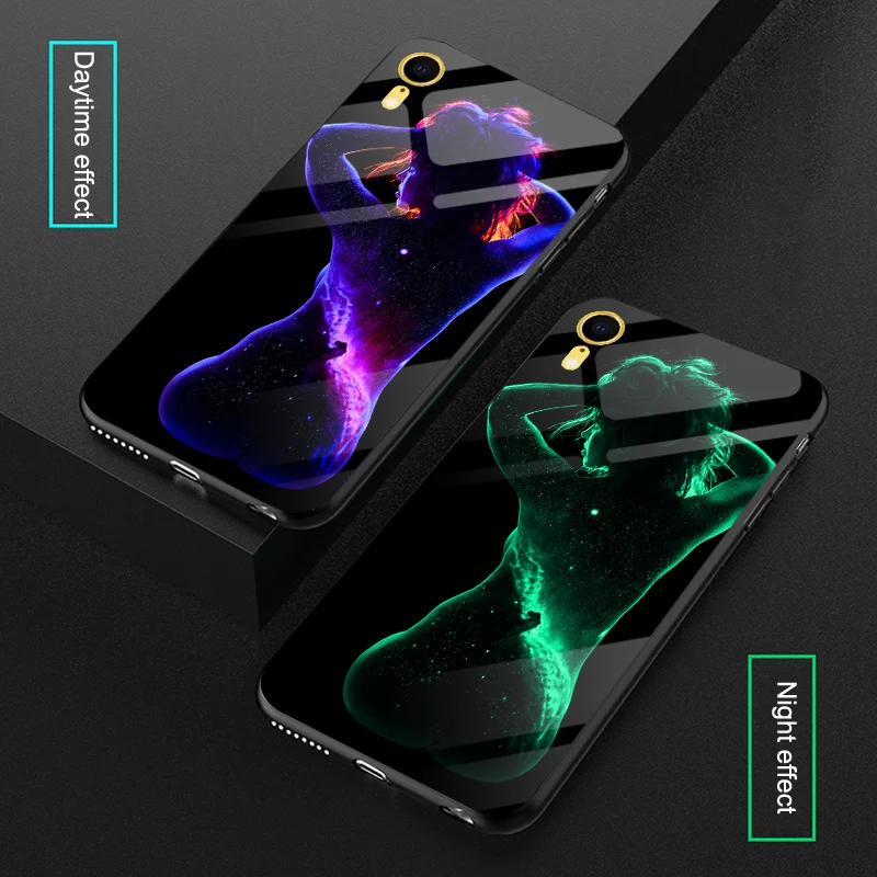 Светящиеся сексуальные боди арт стеклянные Чехлы для iPhone 7 8 6 6s Plus X 10 космическая