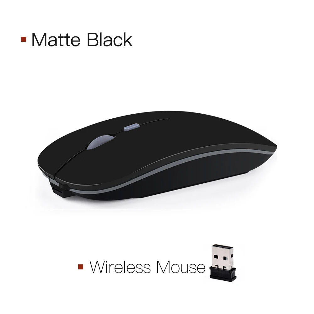 Беспроводная мышь Bluetooth мышь Бесшумная компьютерная мышь PC Mause Беспроводная перезаряжаемая эргономичная оптическая USB мышь 2,4 ГГц для ноутбука - Цвет: Matte Black