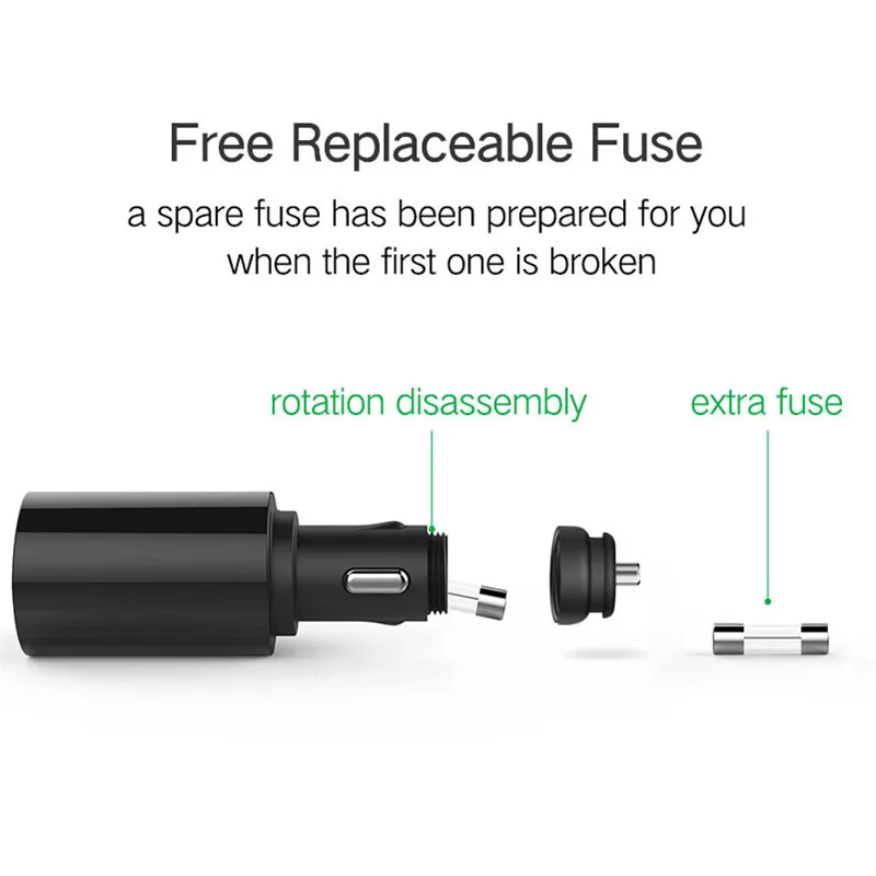 Ugreen расширение автомобильное зарядное устройство для телефона для iPhone X 8 7 6 Plus USB Авто адаптер для iPad Xiaomi Mi6 Mi5 samsung S8 S7 S6 Edge LG G6