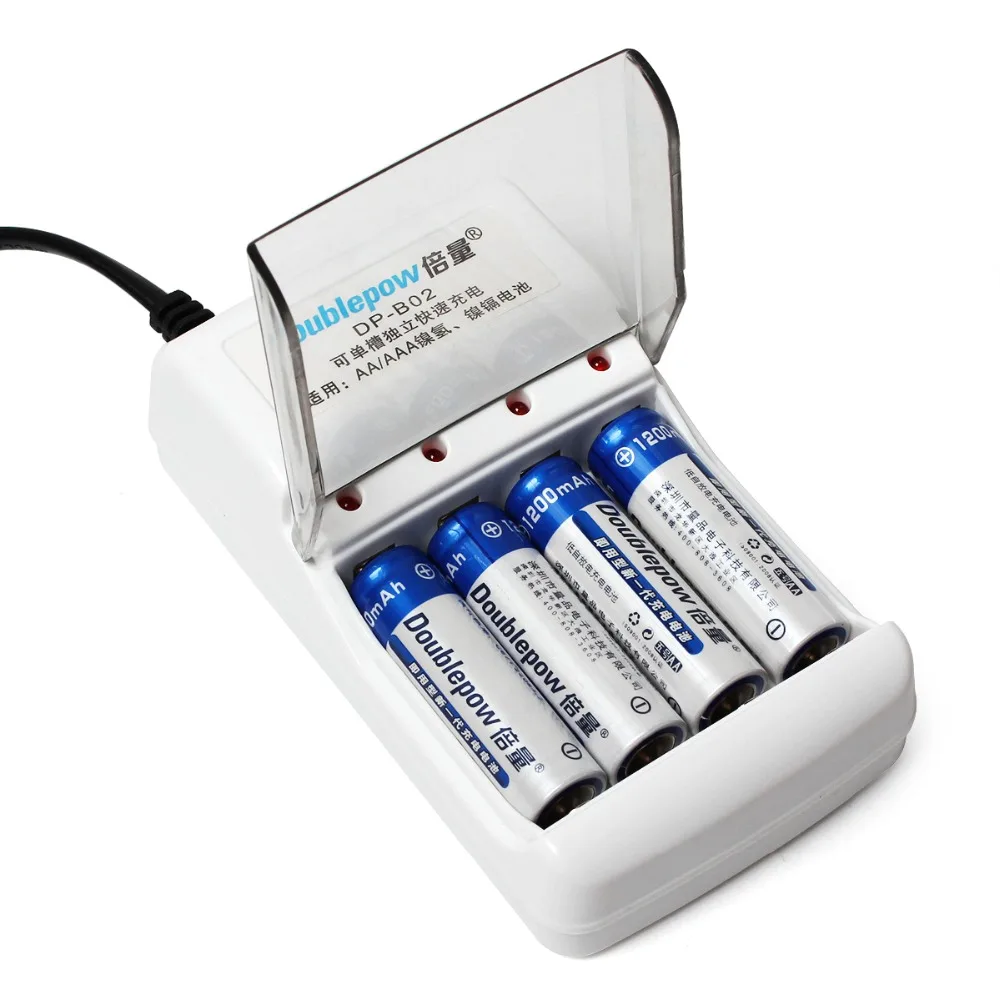 4 шт. Doublepow AA 1 2 V 1200 mAh аккумуляторная батарея + Независимые каналы быстрая