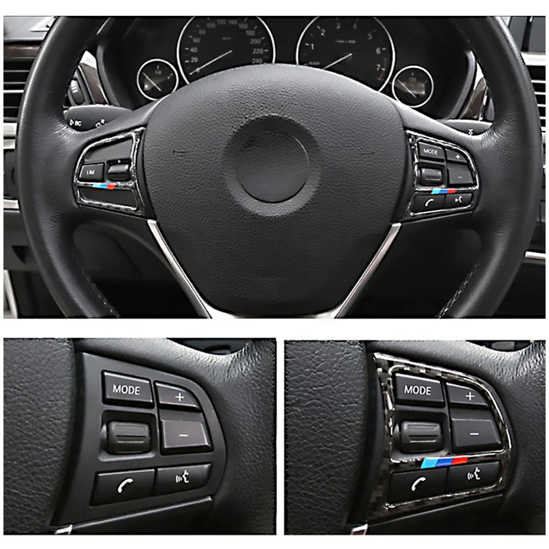 LENTAI Car Steering Wheel Switch Auto Accessories Carbon Fiber Styling Stickers For BMW 3 Series F30 4 F36 M Performance | Автомобили и