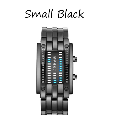 Black Small SIKAI модные креативные цифровые часы для мужчин ремешок из нержавеющей стали светодиодный дисплей часы 5 бар водонепроницаемые спортивные наручные часы - Цвет: Black Small