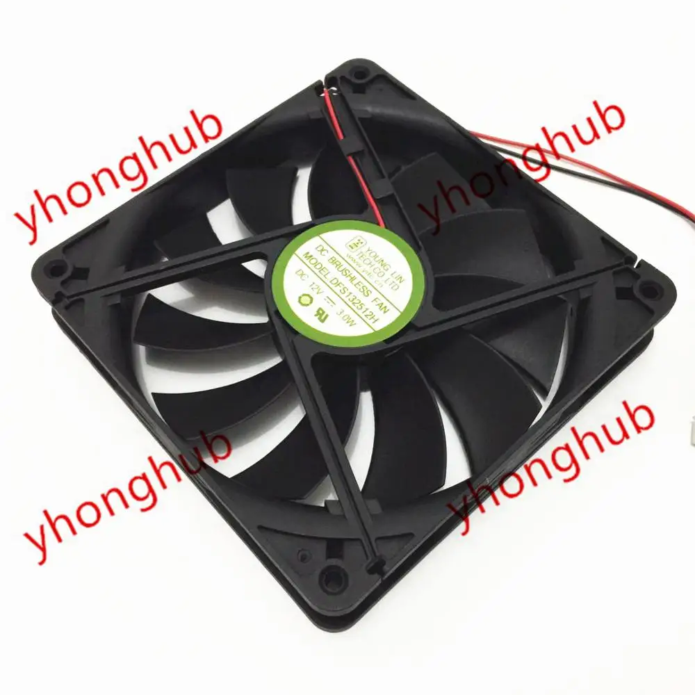 Young Lin DFS132512H AC/DC 12V 3 00 W 135x135x25 мм 2 провод Сервер вентилятор охлаждения|fan dc|fan dc 12vdc fan
