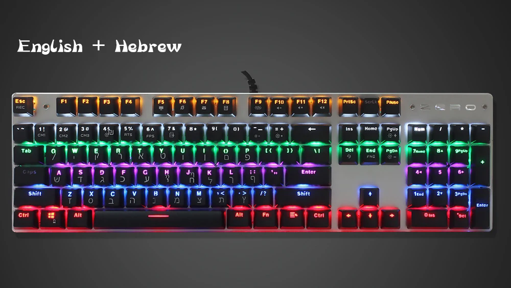 Metoo Edition Mechanical Keyboard 87 104 keys USB Blue Switch Gaming Keyboards for Tablet Desktop Russian Hebrew Arabic