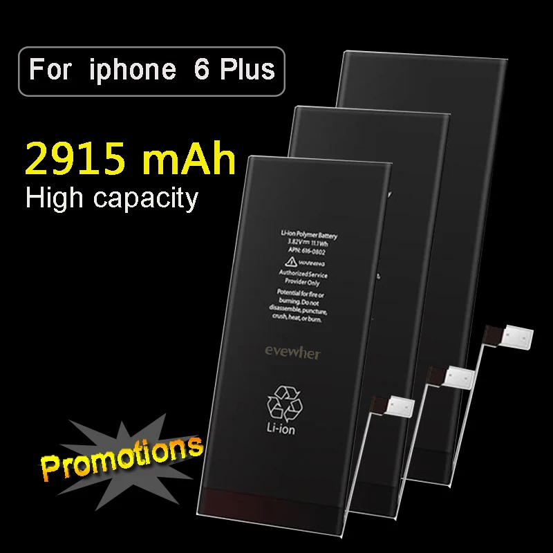Evewher Battery For iPhone 6 Plus battery 6Plus 6P Real Capacity 2915mAh Replacement Batteries Free Tools Retail Package | Электроника