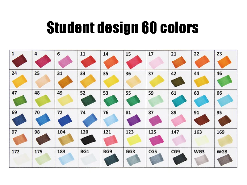 60 Student design Художественный маркер 30/40/60/80/168 Цвета на спиртовой основе Ручки Маркеры двойная головка эскиз маркеры кисточки ручка для рисования манга дизайн товары для рукоделия - Цвет: 60 Student design