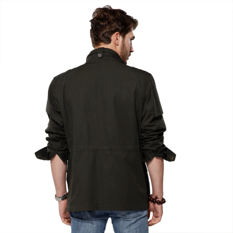 Autumn 2015 new European and American men's jacket collar multi-pocket big yards long section of thin coat | Мужская одежда