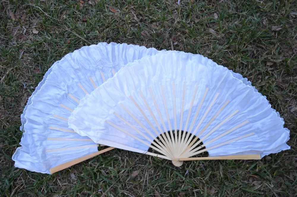 

Женский короткий Шелковый веер для танца живота, дешевый веер из чистого белого шелка, 2016