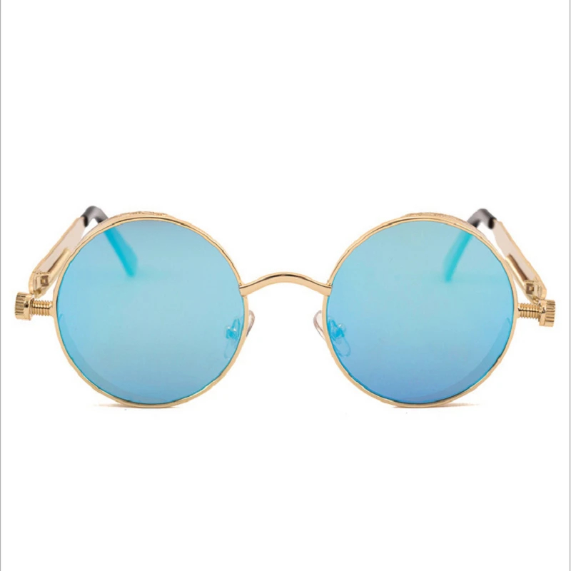 2019 Винтажные Солнцезащитные очки в стиле стимпанк с розовым покрытием Круглые