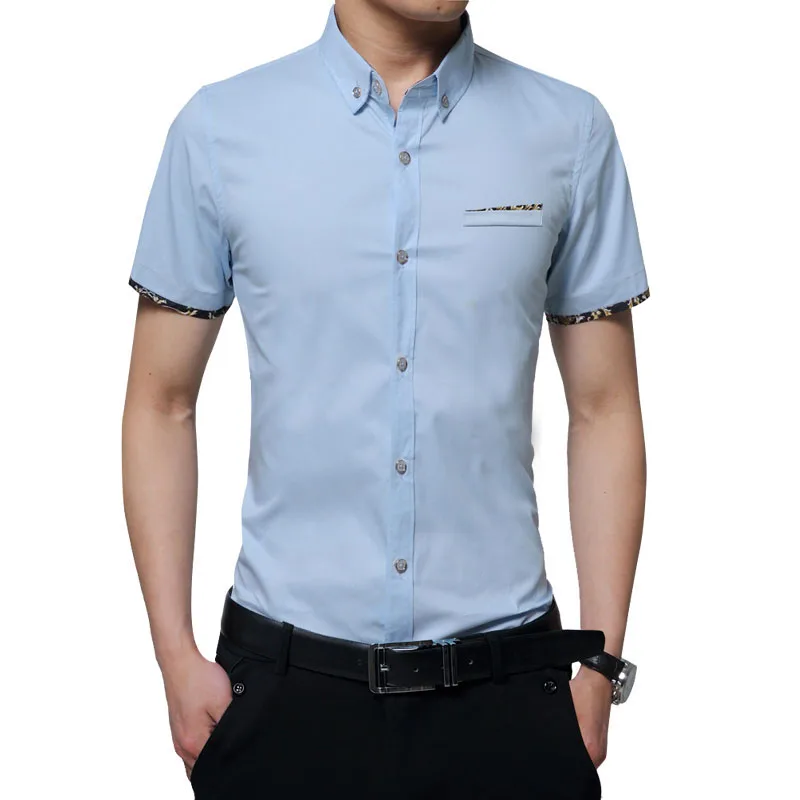 LEGEND PAUL Clothing Mens Short Sleeve Shirt 2017 Summer New Mandarin Collar Slim Fit Casual Men Clothes Size M-5XL | Мужская одежда