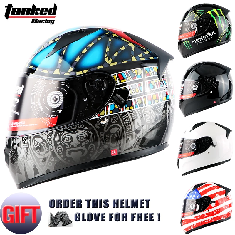 

Brand Motorcycle full face helmet moto adult mens cascos capacete helmet motorbike motocross helmets dual lens tanked T129