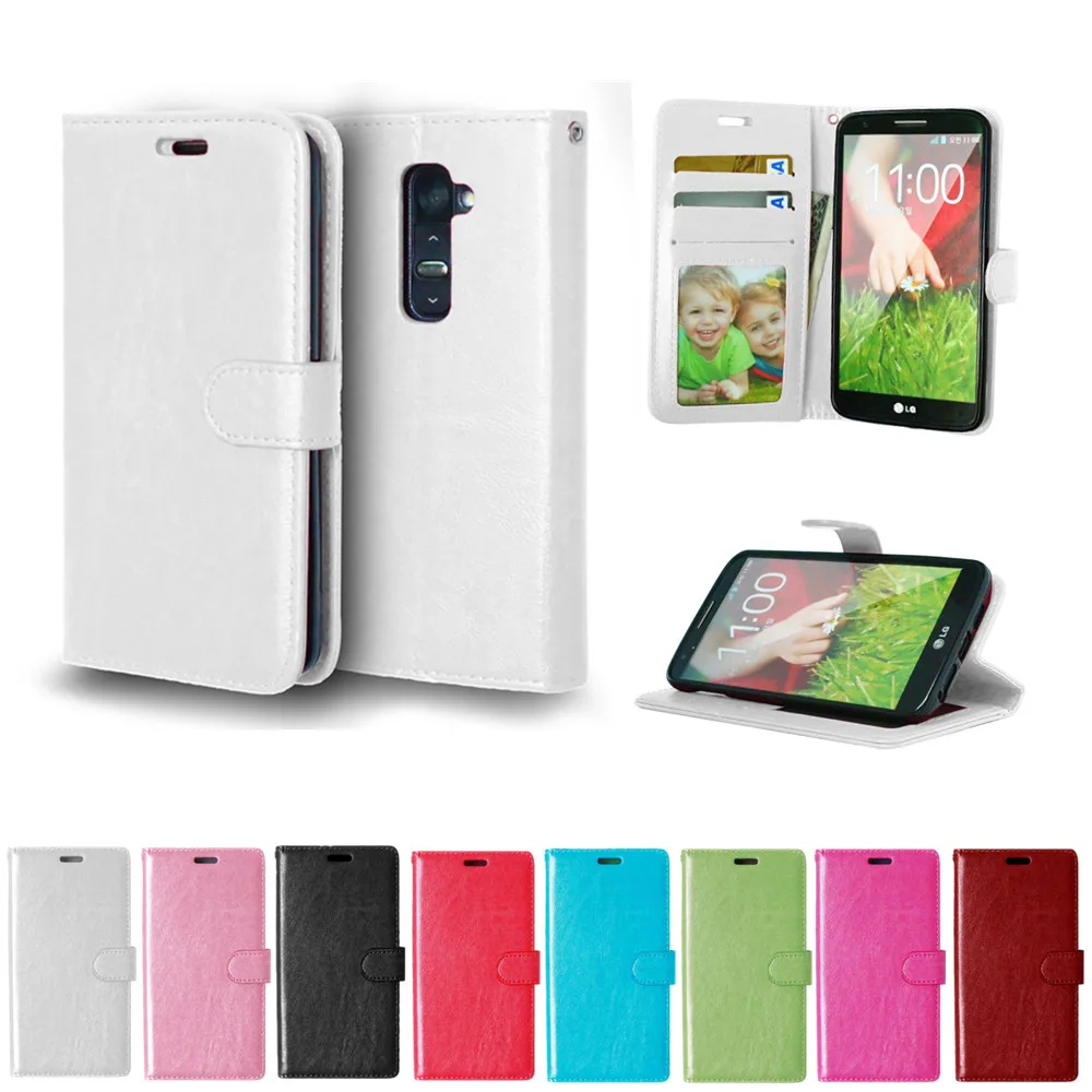 Для LG G2 D801 D802 чехол однотонные кожаные чехлы Модный чехол-подставка с карманом для карт кошелек с фоторамкой флип-чехол для телефона