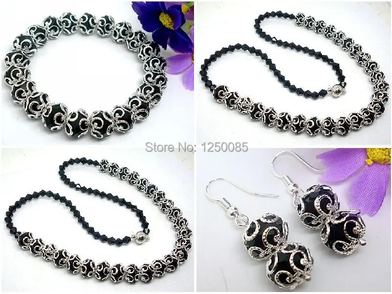 Красивый цветок распорка хрустальные бусы ожерелье браслет серьги ювелирный