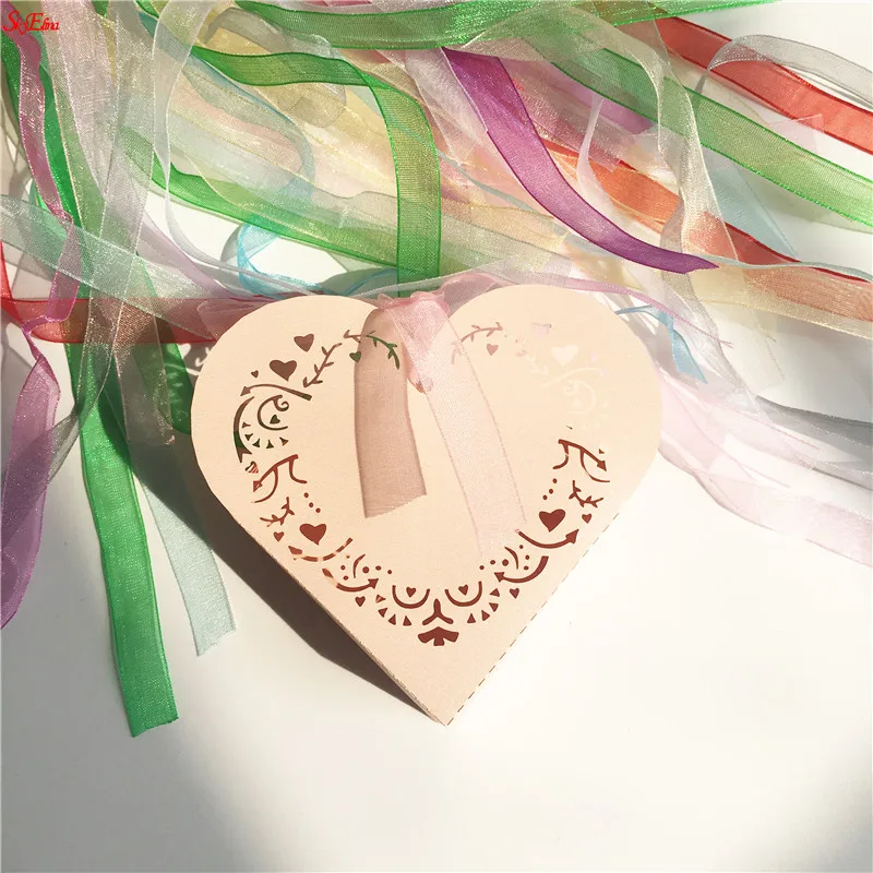 10 шт./компл. коробка конфет в форме сердца Свадебный декор подарочные коробки для