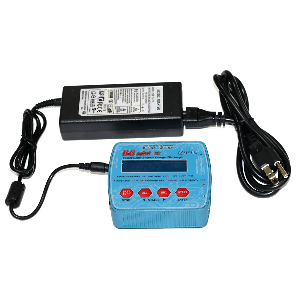 HTRC iMax B6 мини V2 80 Вт цифровой RC батарея баланс зарядное устройство PB Lipo Lihv LiIon LiFe NiCd NiMH умный аккумулятор разрядник - Цвет: With Adapter
