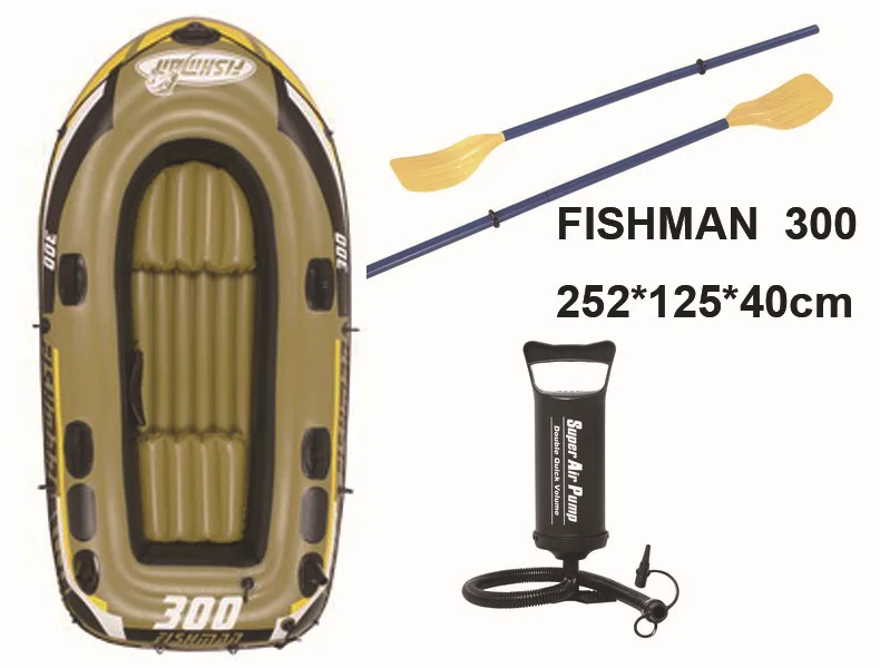 2 adult+1 child 252*125*40cm fishing boat inflatable kayak oars pump seat cushions repair patch | Спорт и развлечения