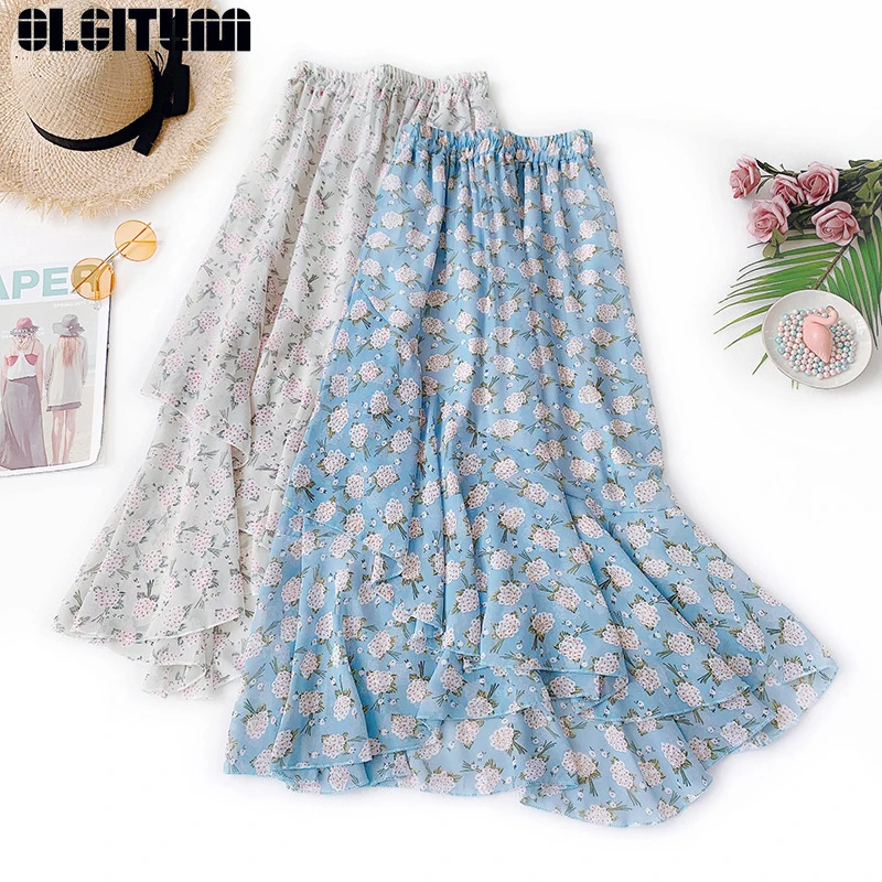 Юбка OLGITUM женская шифоновая универсальная летняя 2020 | Женская одежда