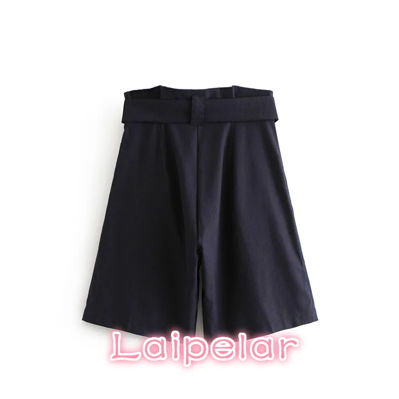 Винтажные хлопковые шорты с высокой талией женские повседневные летние поясом