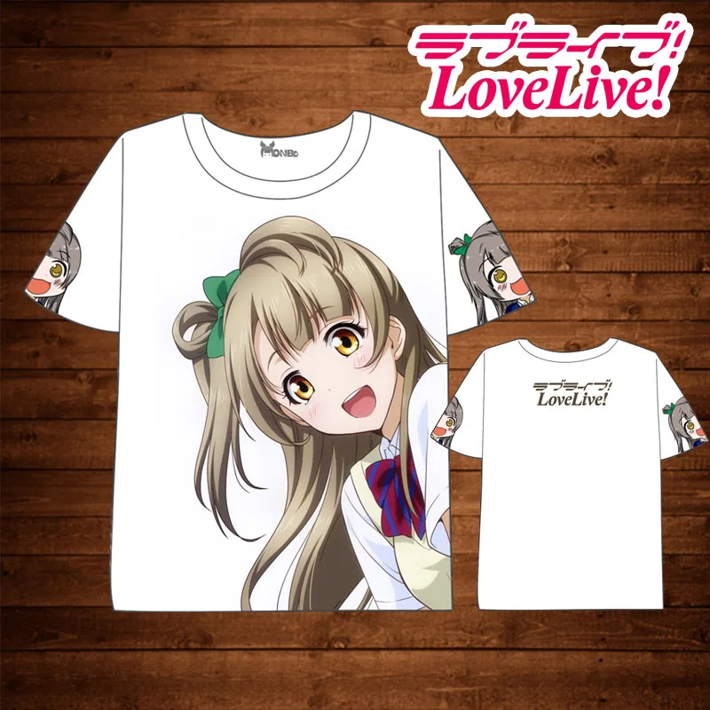 Аниме LoveLive! Школьная футболка для мужчин и женщин летнее платье с коротким