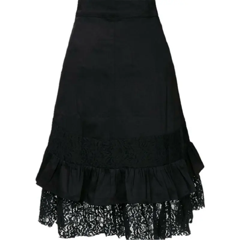 Black Satin & Кружево оборками викторианской корсеты и бюстье Винтаж стимпанк корсет