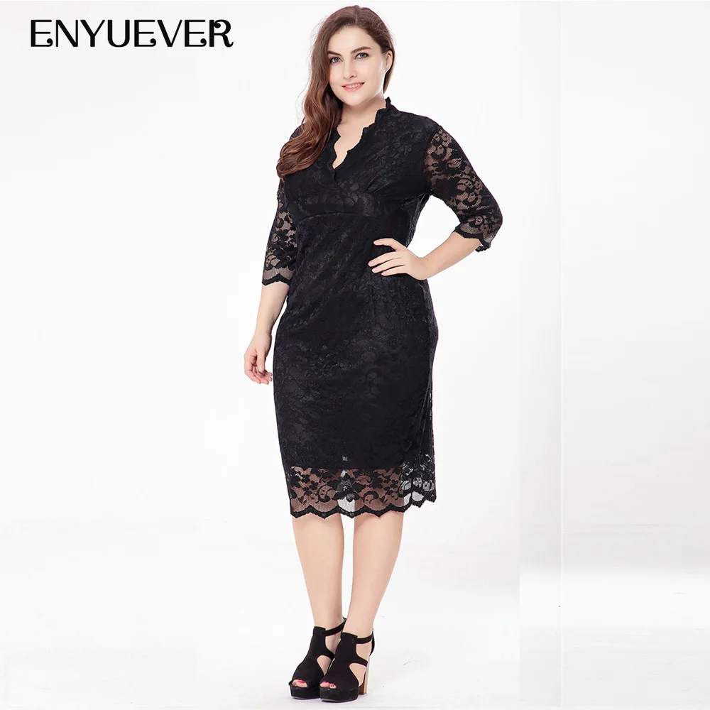 Enyuever плюс Размеры Офисные наряды для Для женщин 5XL 6XL Осень Элегантный Половина