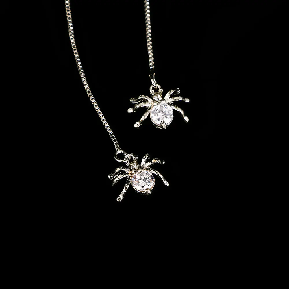 Spider Drop Earrings Round Cut Clear Cubic Zirconia Long Dangle Tassel Jewelry for Women Pendientes Mujer Moda 2018 | Украшения и