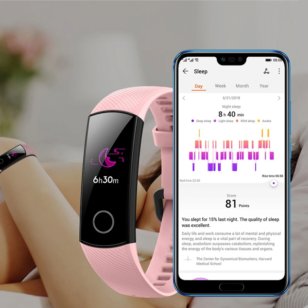Умный Браслет huawei Honor Band 4 5 Amoled, цветной сенсорный экран 0,95 дюйма, для плавания, для обнаружения сердечного ритма, сна