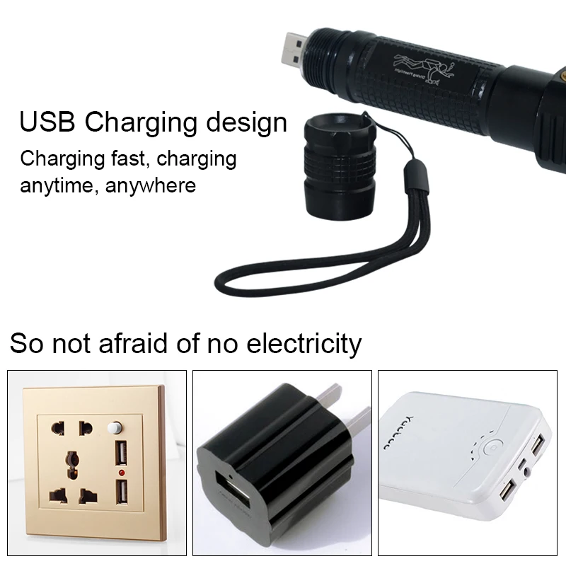 Светодиодный фонарь для дайвинга перезаряжаемый от USB мощный светодиодный