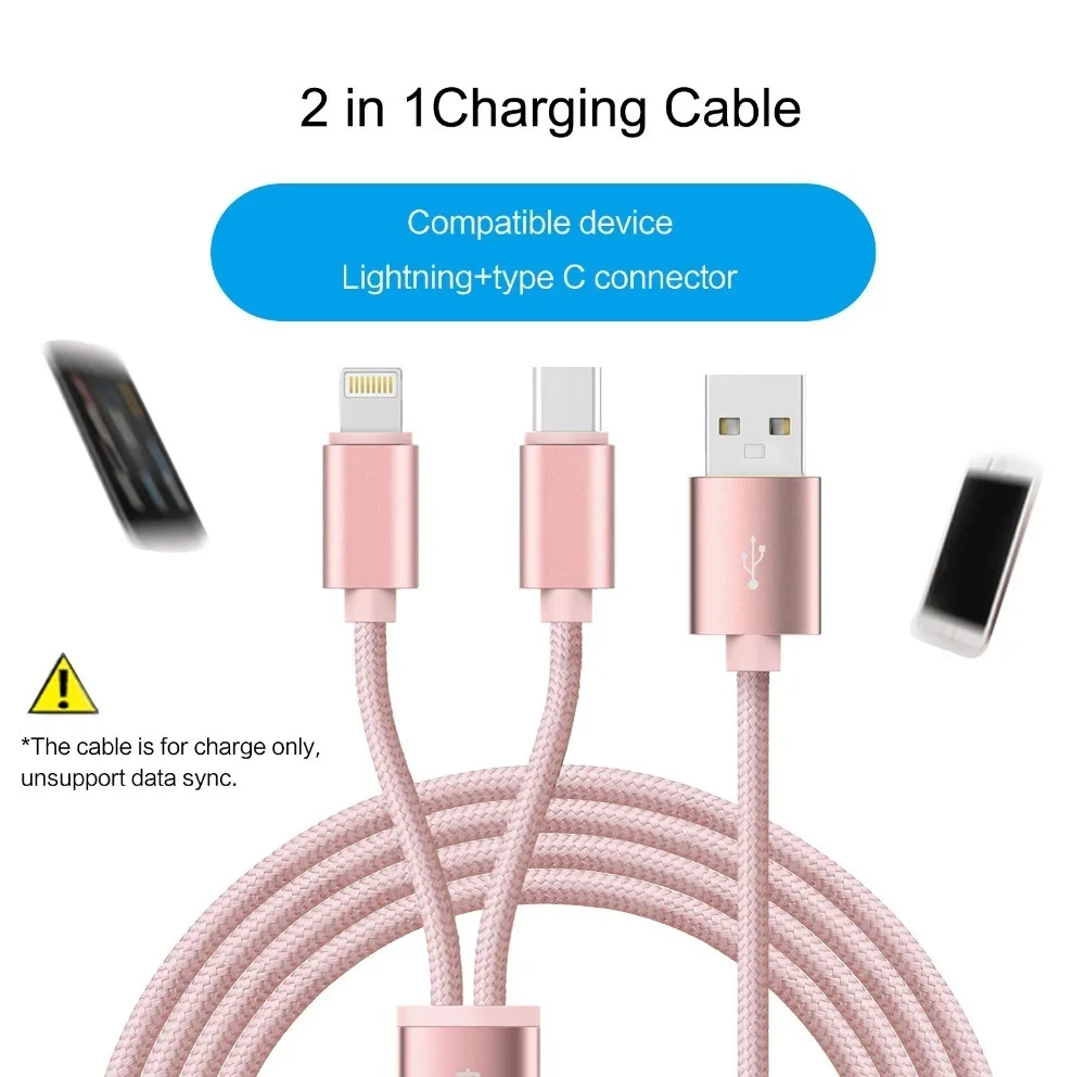 Rock 2 в 1 Usb type C зарядный кабель для Iphone samsung Xiaomi зарядное устройство Шнур USB-C кабель быстрой зарядки для Lightning type-c устройства