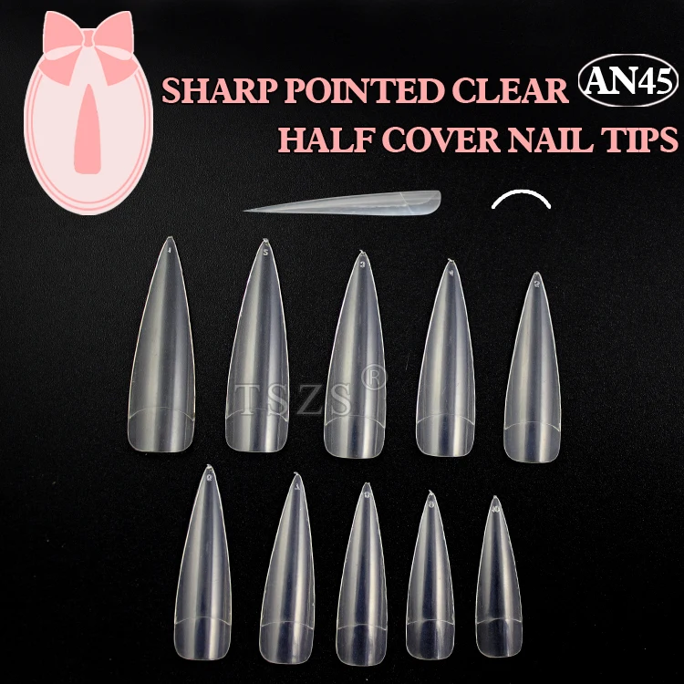 

1bag/lot * 500pcs Medium Sharp Salon clear Color Acrylic False Nail Tips