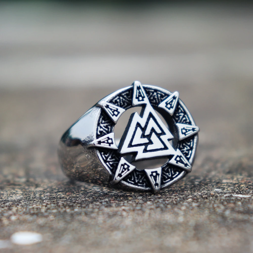 Треугольное кольцо Odin Viking Valknut Rune из нержавеющей стали мужское нордический