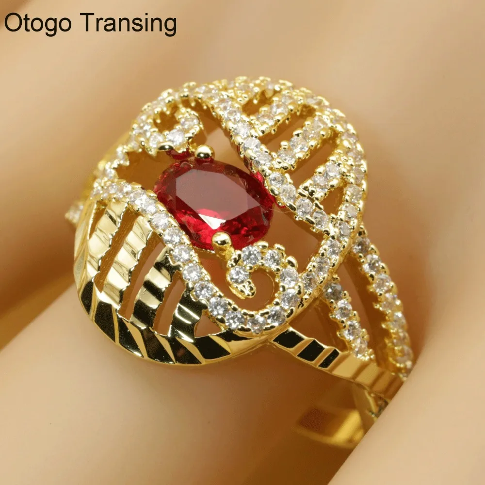 Otogo Transing кулон/серьги/браслет набор ювелирных изделий Золотой Цвет Красный