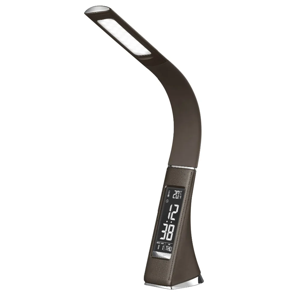 

LukLoy Leather Pattern Eye Protection Desk Lamp LED Table Lamp LCD Screen Calendar Display Touch Dimming Office Table Lamp