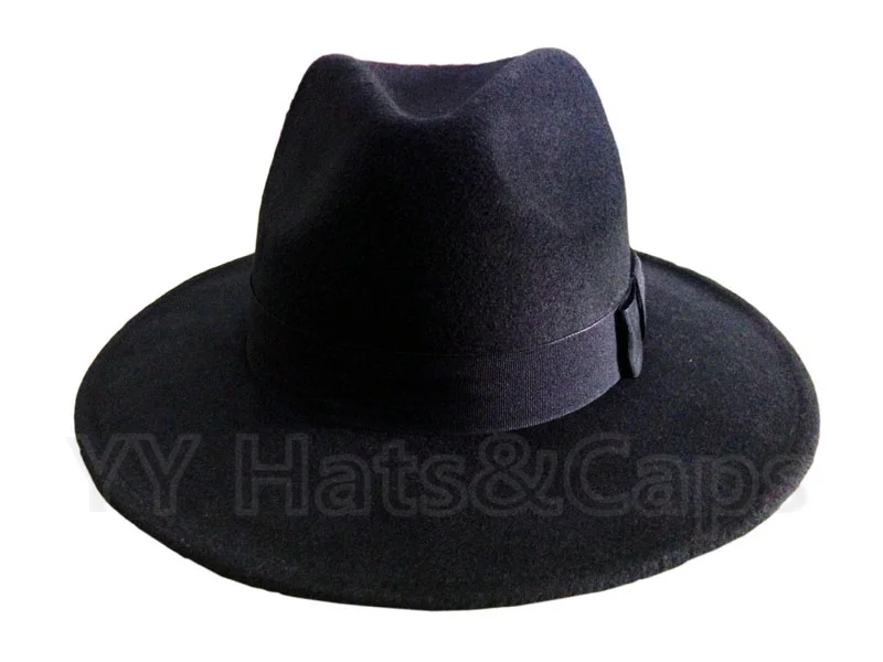 Black wool jazz hat 14 цветов шерстяные шляпы Трилби для мужчин и женщин Винтажная фетровая шляпа Панама Шляпы с черной лентой los sombreros de ala de lana YY0399 - Цвет: Black wool jazz hat