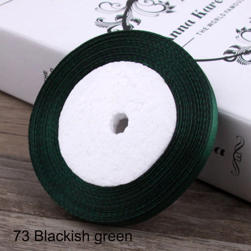 73 Blackish green 25 ярдов атласная лента 10 мм корсажные ленты DIY лук Ремесло Декор для упаковки подарков Свадебная вечеринка украшения принадлежности для скрапбукинга - Цвет: 73 Blackish green
