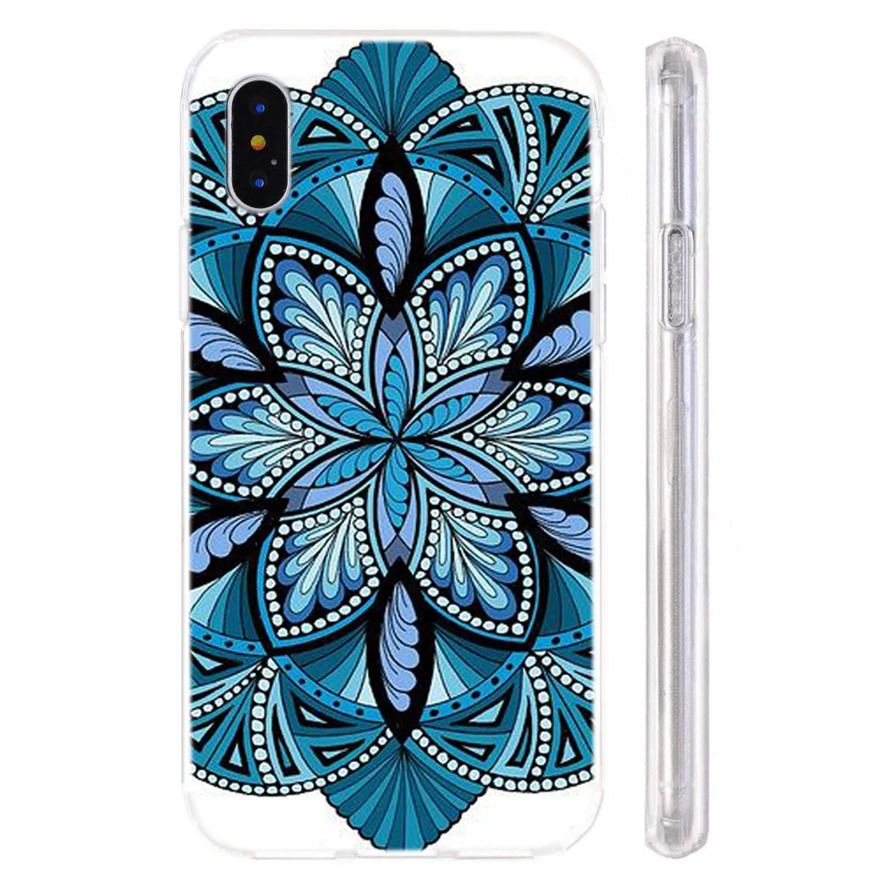 Мягкий чехол для iPhone X XS XR чехлы из ТПУ цветные серьги Henna Mandala цветочный узор Fundas 8 7