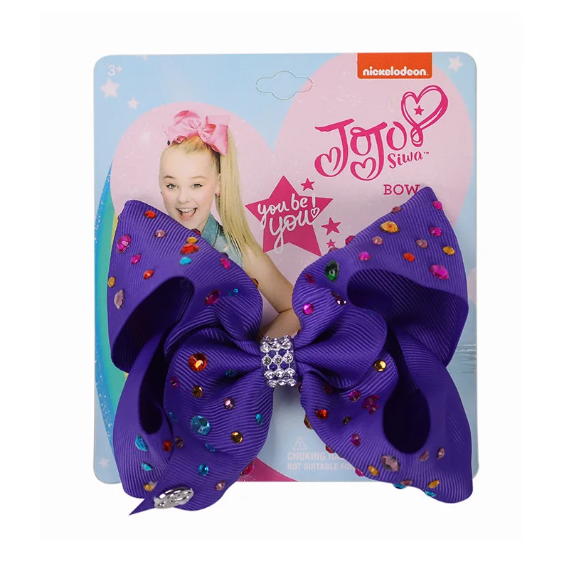 " Pretty Jojo Siwa со стразами для девочек с зажимами для принцессы Jojo банты бант ручной работы украшение для волос вечерние сувениры - Цвет: 8