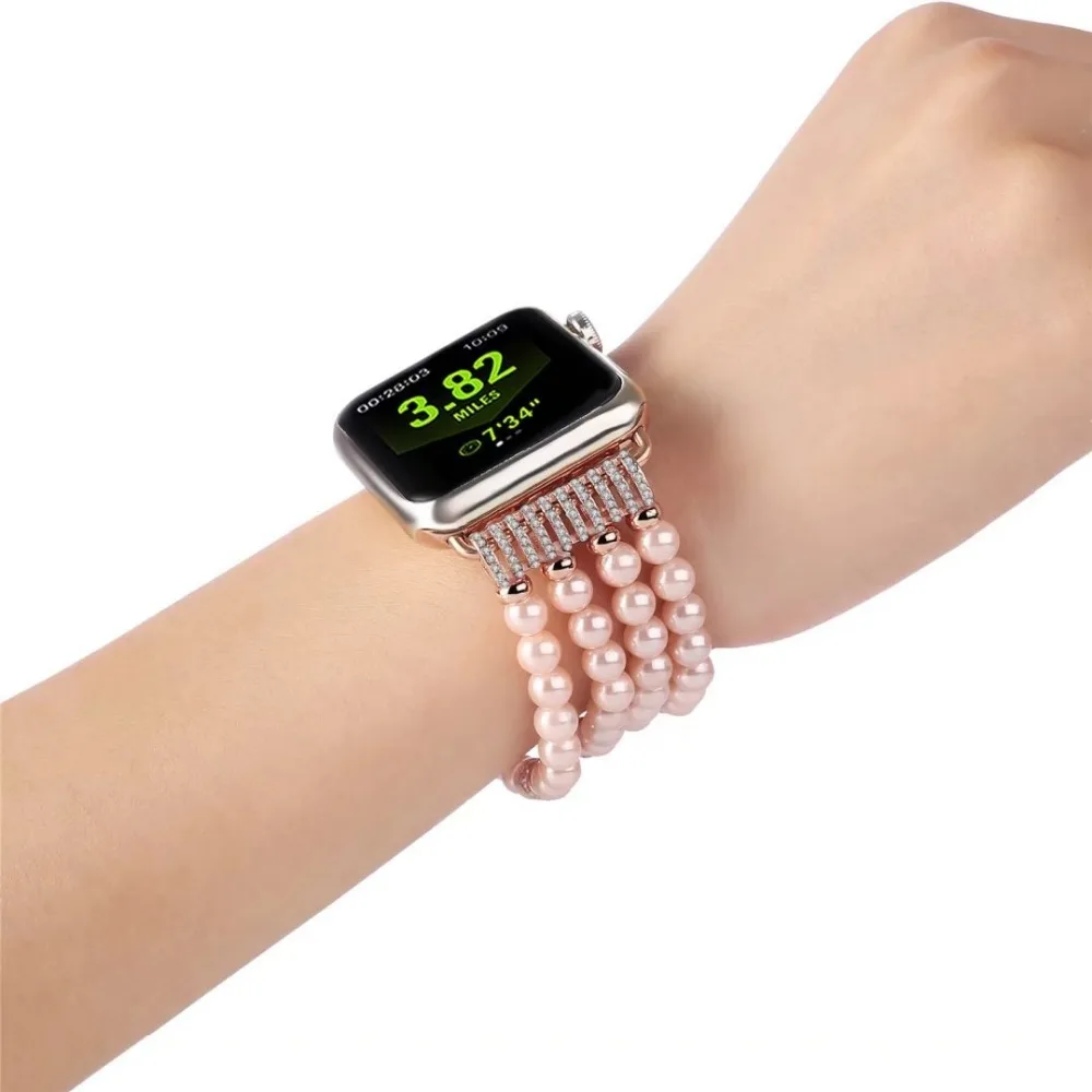 38 мм 42 роскошный браслет из агата для iwatch ремешок часов модный эластичный стрейч