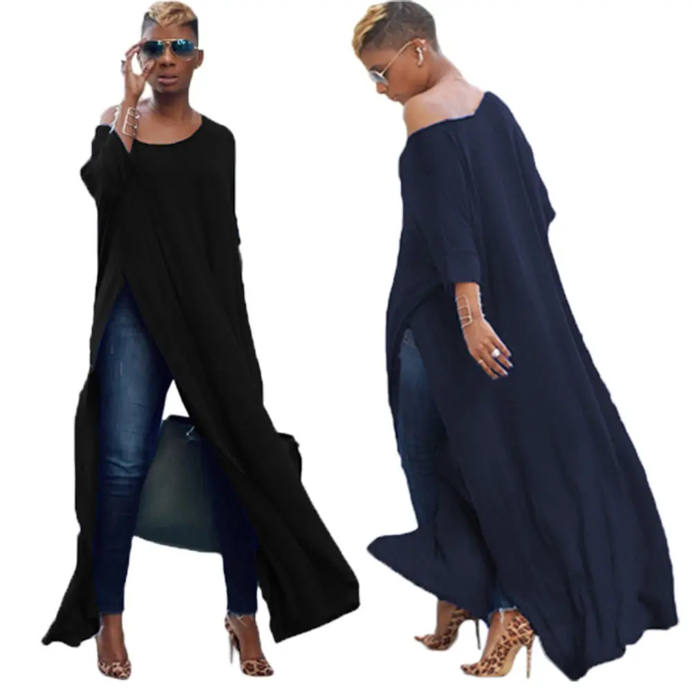 Женская блузка с длинным рукавом туника высоким разрезом длинная|Блузки| |