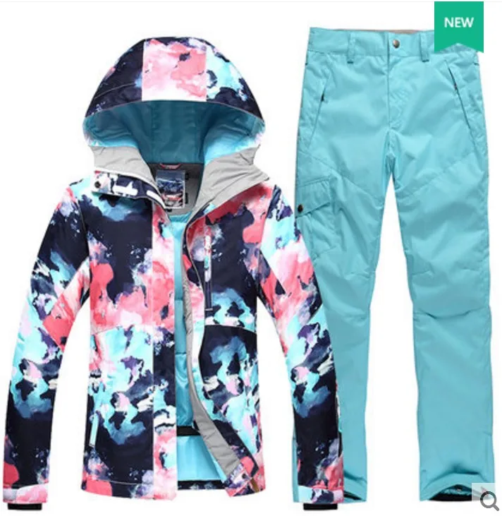 Женский синий лыжный костюм женская черная одежда для катания на скейтборде