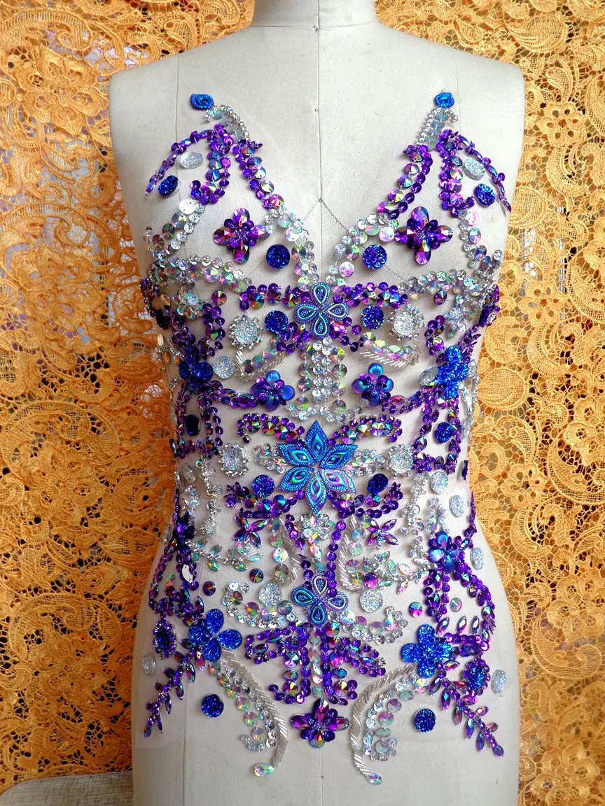 A71 чистый ручной работы пришить стразы аппликация Фиолетовый/прозрачный AB цвет