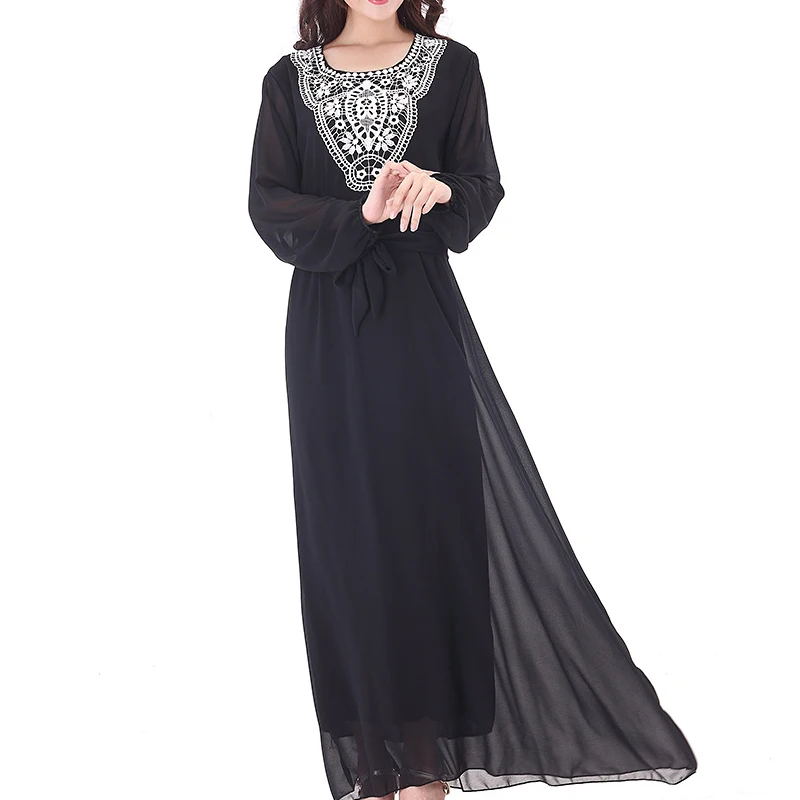 Женское шифоновое платье-Кафтан JOGTUME черное красное зеленое синее абрикосовое