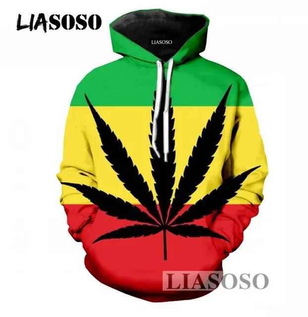 Liasoso Для мужчин/Для женщин пуловер Толстовки 3D принт Smoke Weed спортивный костюм с
