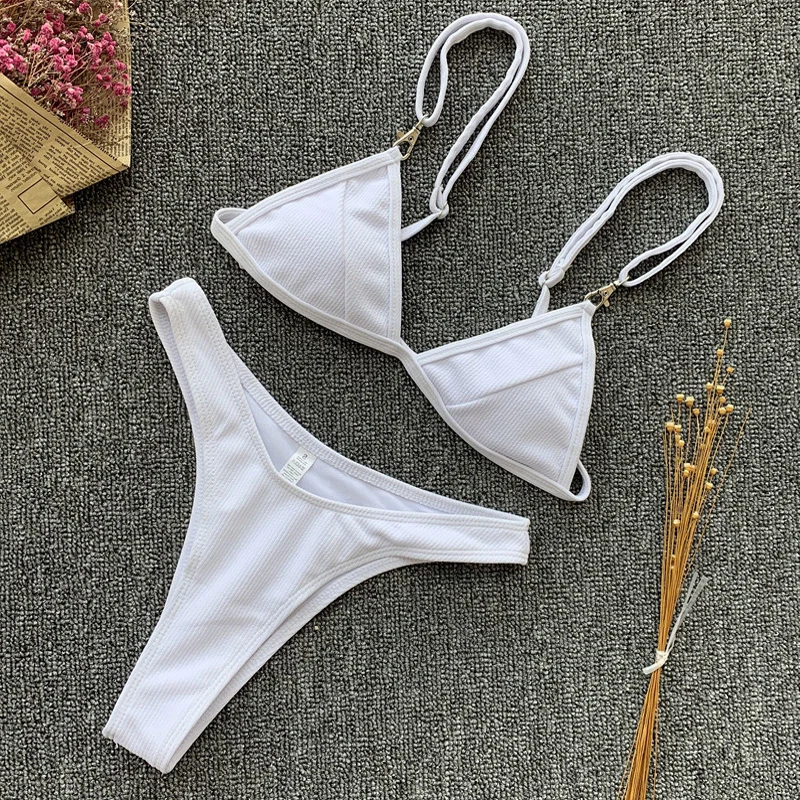 Танкини Maillots De Bain Femmes, два предмета, женский купальник бикини, бразильский купальник, женский купальник, Женский Белый бикини - Цвет: Белый