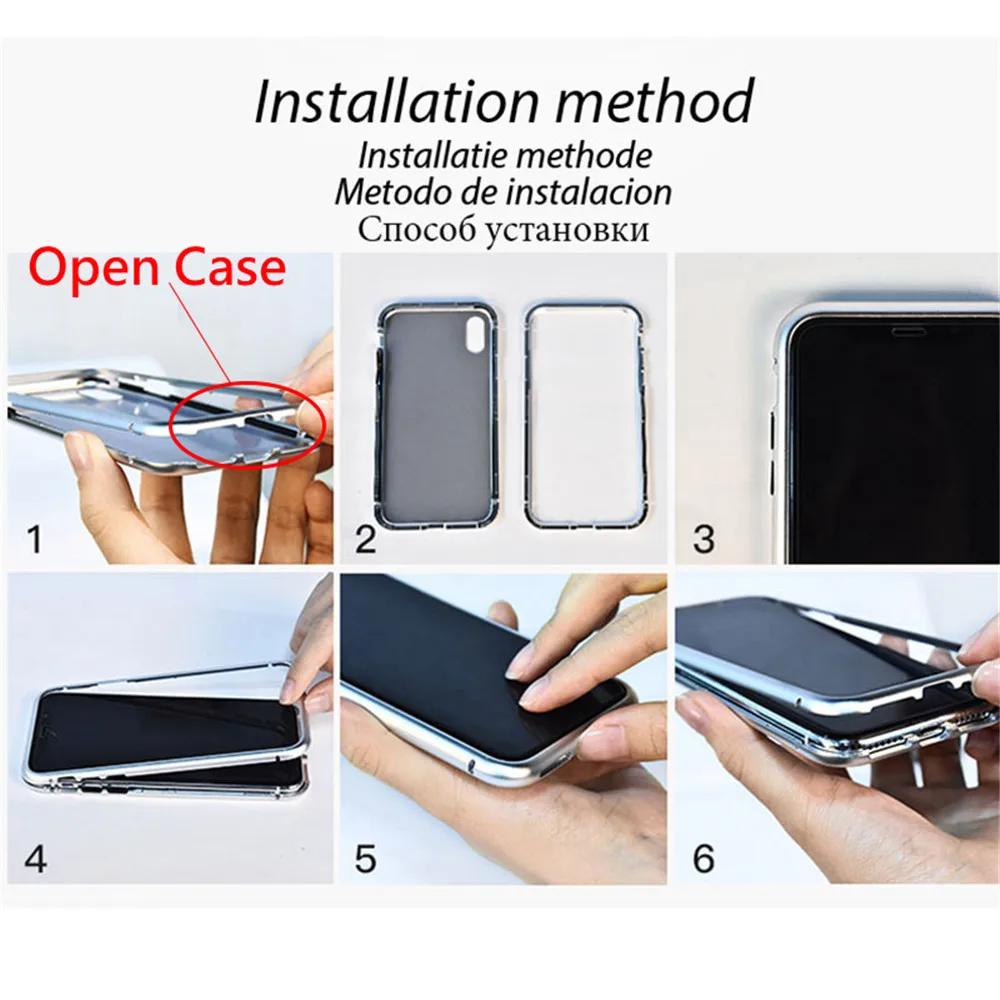 360 Магнитный Чехол для iPhone X XS Max XR 8 7 6s Plus с закаленным стеклом Магнитный Ковер Samsung Galaxy S8 S9 Note 9 S7 Edge on.