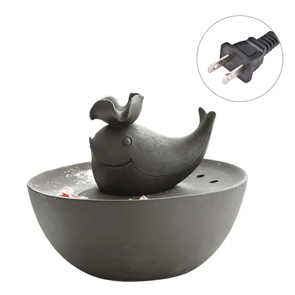Black US Plug Керамика Кит дизайн автоматическая циркуляционная вода кошка Вода Кормление собака кошка водная раковина переносной резервуар для воды диспенсеры 20E - Color: Black US Plug