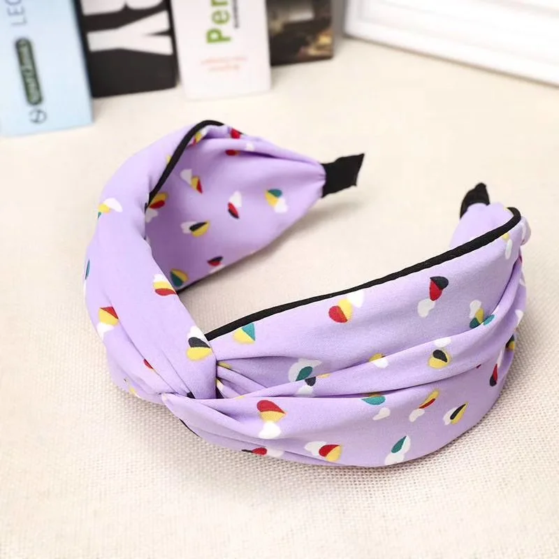 2019 Fashion New Women Print Hairband Headband Hair Hoop Wide Dot Cloth Bands Bezel Accessories |